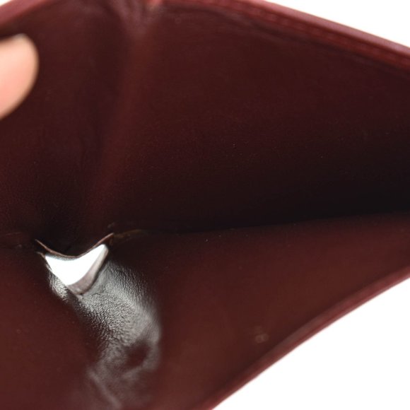 CARTIER: Burgundy, Leather Double C Logo Wallet pm - Picture 8 of 10